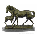 Factory cast bronze mother horse and little horse statue sculpture for garden decoration